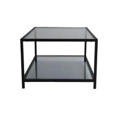 Table basse en verre fumé rectangulaire, 2 plateaux TULUM