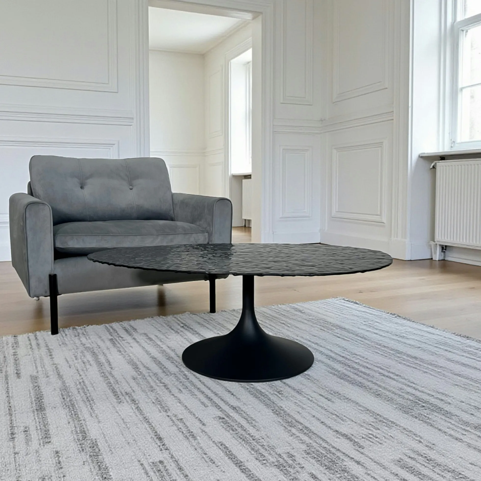 Table basse en verre ondulé noir - forme organique LIGURIE