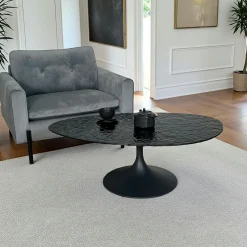 Table basse en verre ondulé noir - forme organique LIGURIE