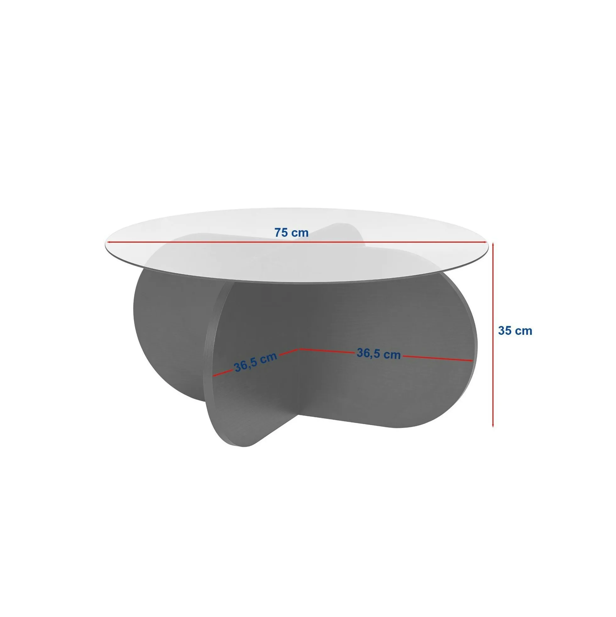 Table basse en verre - pied en croix effet travertin SALTA