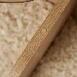 Table basse en verre - pied en croix effet chêne clair SALTA