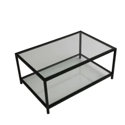 Table basse en verre rectangulaire, 2 plateaux TULUM