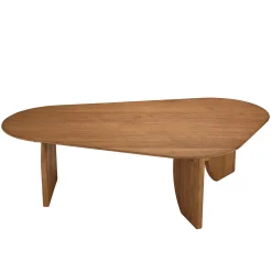 Table basse forme organique 120x80cm en bois de teck recyclé SWING