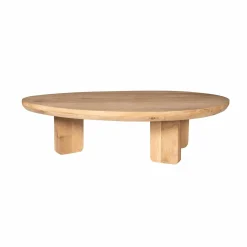 Table basse galet en bois clair à pieds larges LEXTON
