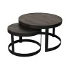 Table basse gigogne bois noir à rebord épais (lot de 2) ALMA