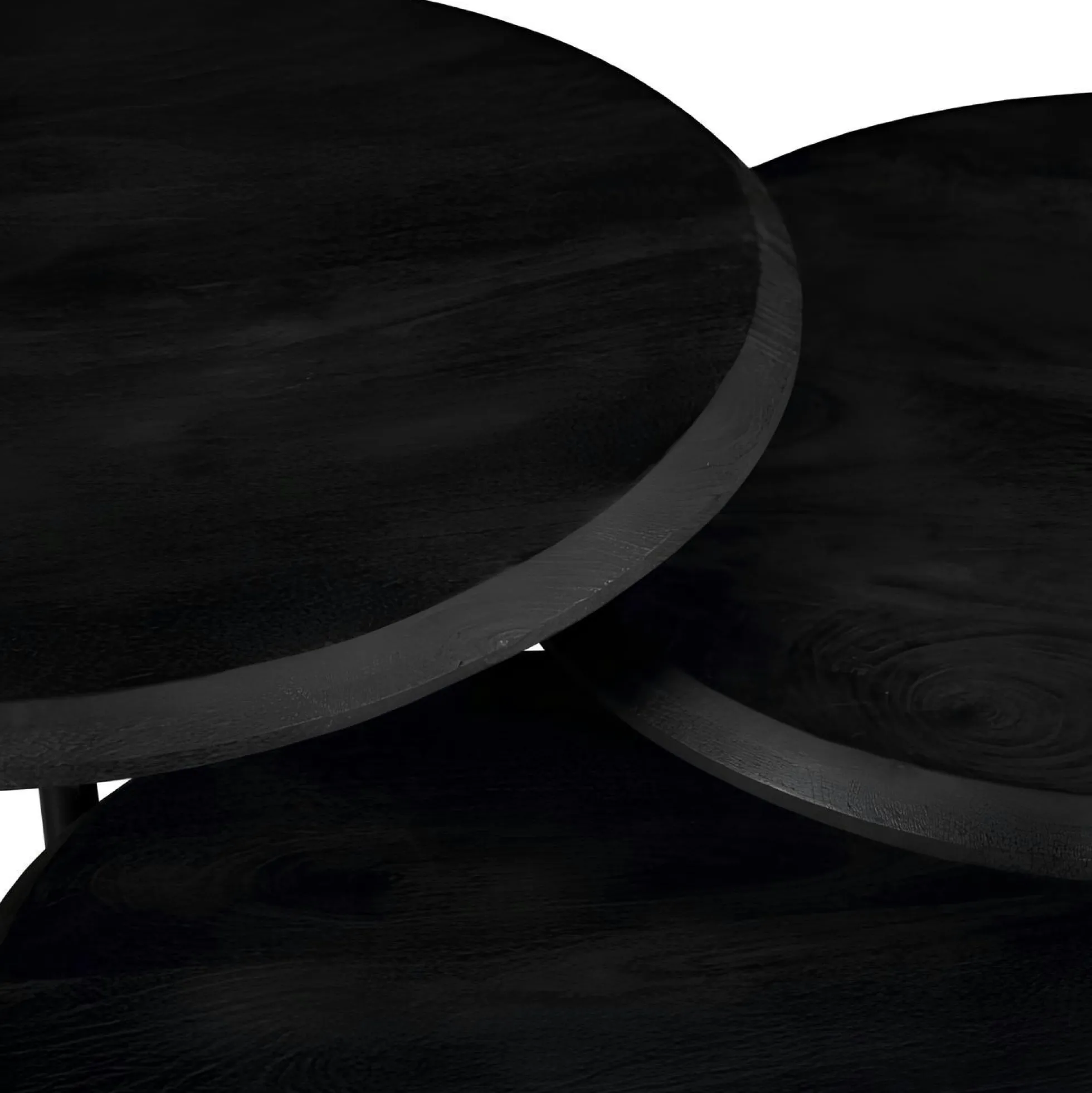 Table basse gigogne bois noir pieds compas (lot de 3) ALMA