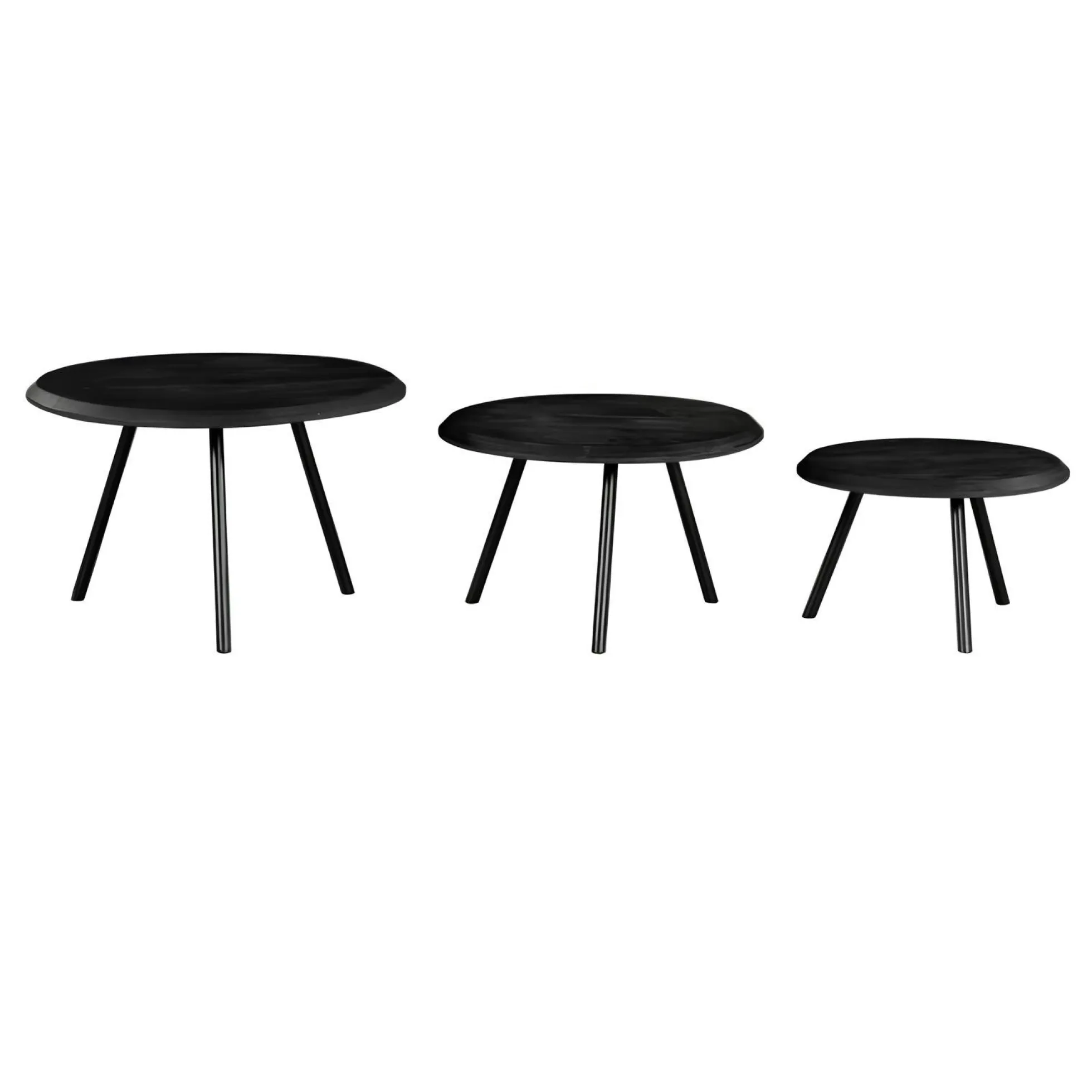 Table basse gigogne bois noir pieds compas (lot de 3) ALMA
