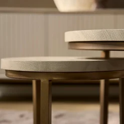 Table basse gigogne bois sable pied bronze (lot de 3) CORTINA