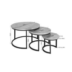 Table basse gigogne bois sable pied bronze (lot de 3) CORTINA