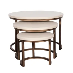 Table basse gigogne bois sable pied bronze (lot de 3) CORTINA