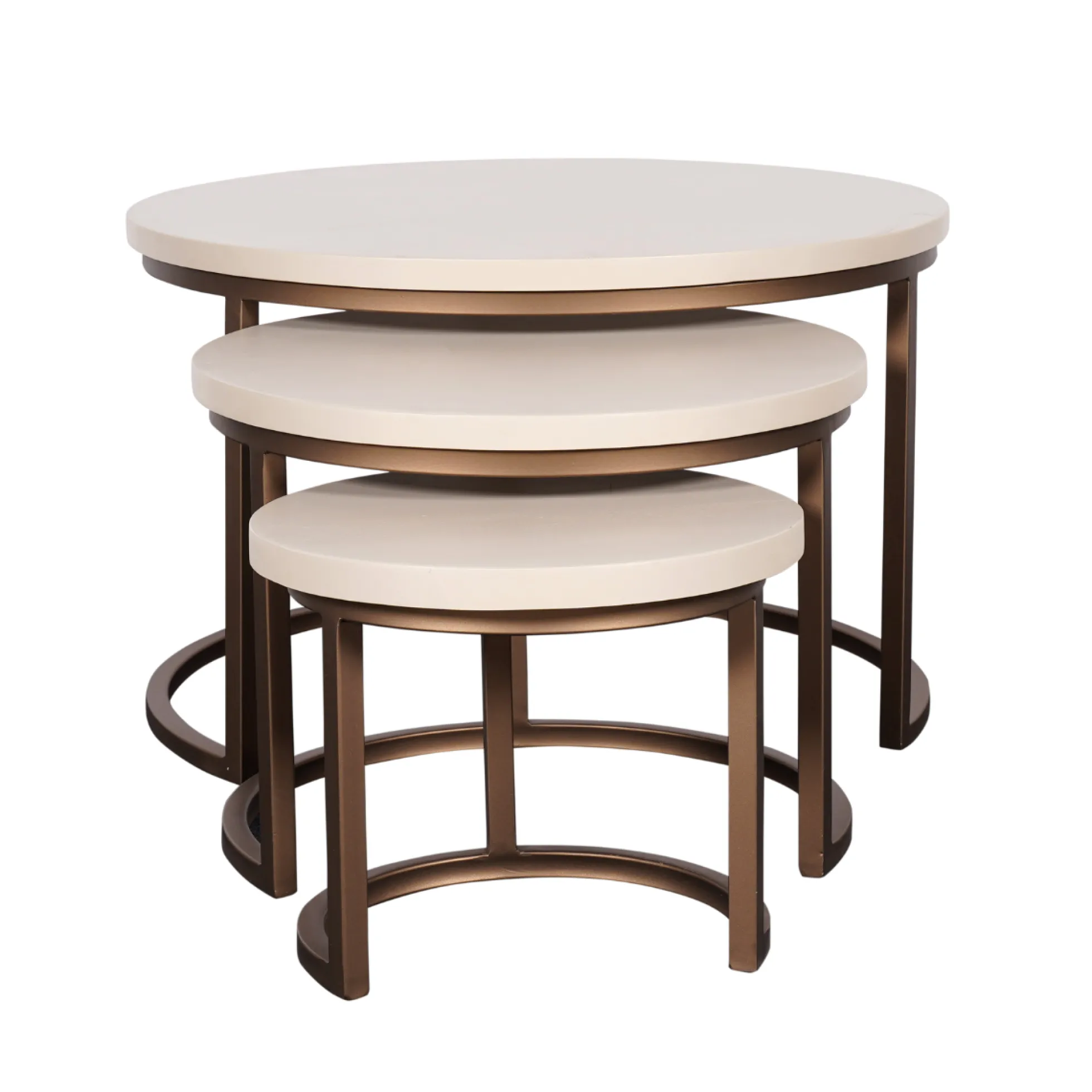 Table basse gigogne bois sable pied bronze (lot de 3) CORTINA
