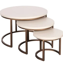 Table basse gigogne bois sable pied bronze (lot de 3) CORTINA