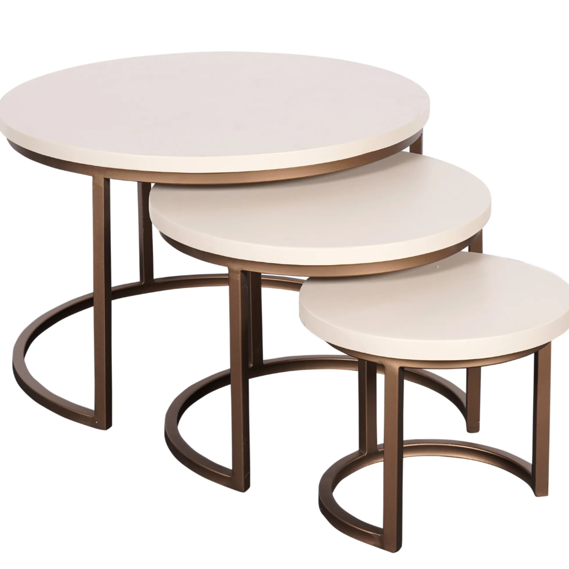 Table basse gigogne bois sable pied bronze (lot de 3) CORTINA