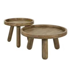 Table basse gigogne à bords hauts en bois de manguier (lot de 2) CREEK