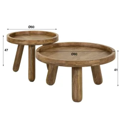 Table basse gigogne à bords hauts en bois de manguier (lot de 2) CREEK