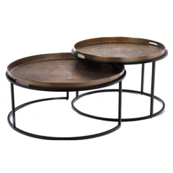 Table basse gigogne bronze à plateaux mobiles (lot de 2) KANO