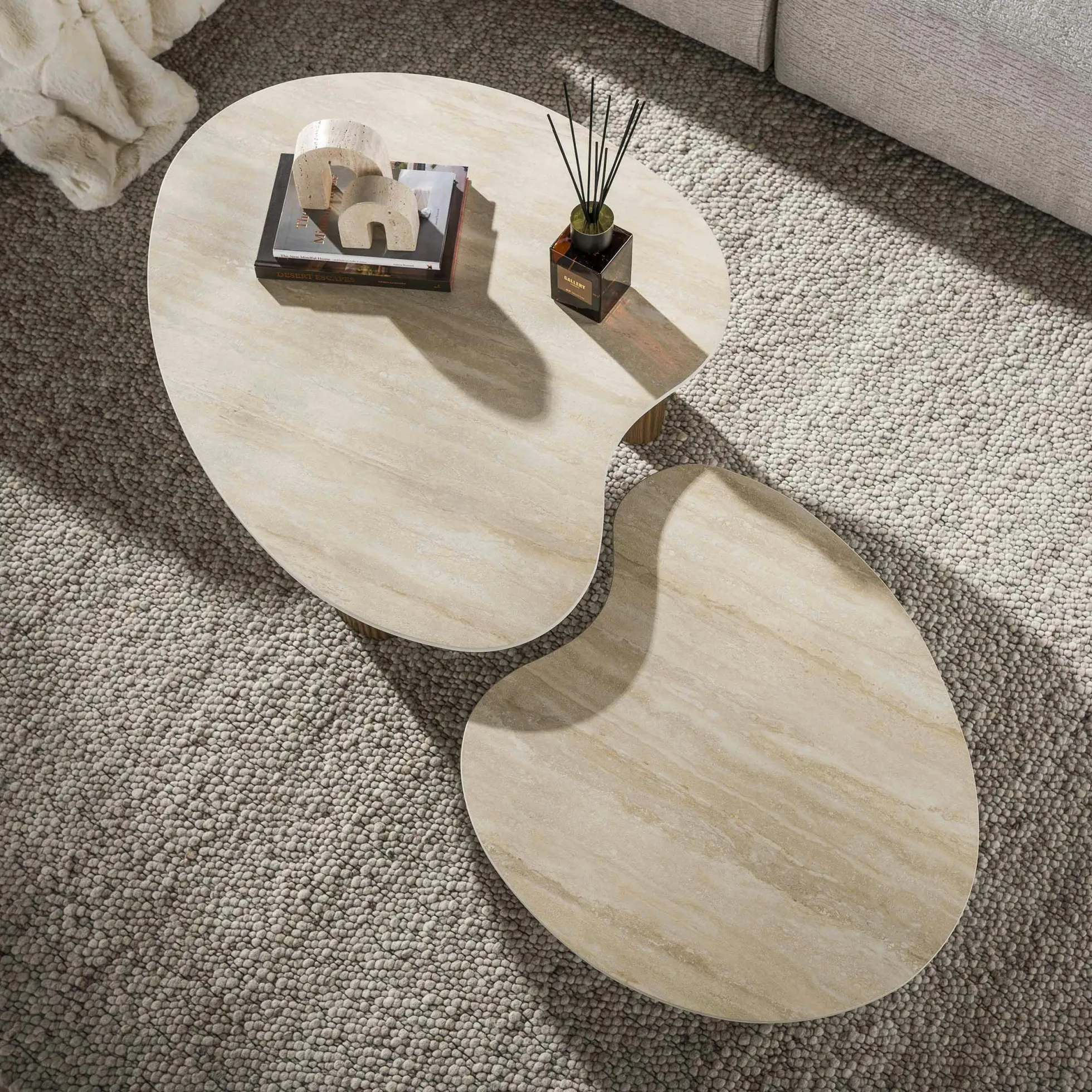 Table basse gigogne céramique 3D pieds rainurés (x2) MAHAL