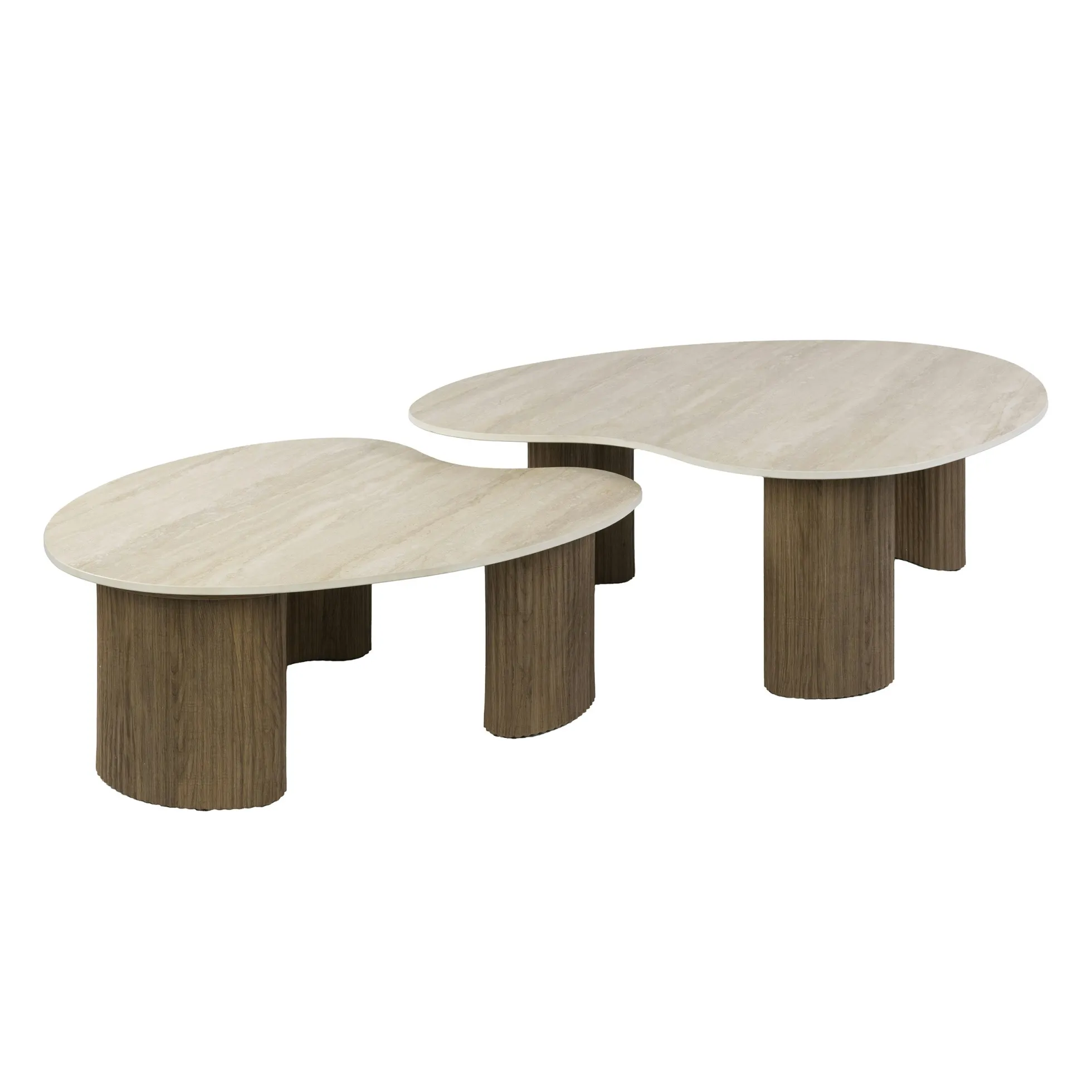 Table basse gigogne céramique 3D pieds rainurés (x2) MAHAL