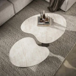 Table basse gigogne céramique 3D pieds foncés (x2) MAHAL