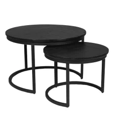 Table basse gigogne décor parquet noir (lot de 2) LEXTON