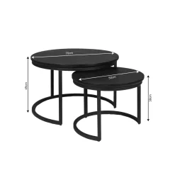 Table basse gigogne décor parquet noir (lot de 2) LEXTON