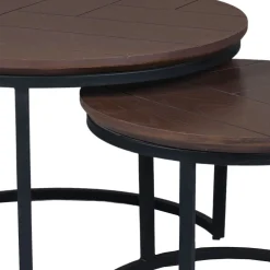Table basse gigogne décor parquet foncé (lot de 2) LEXTON