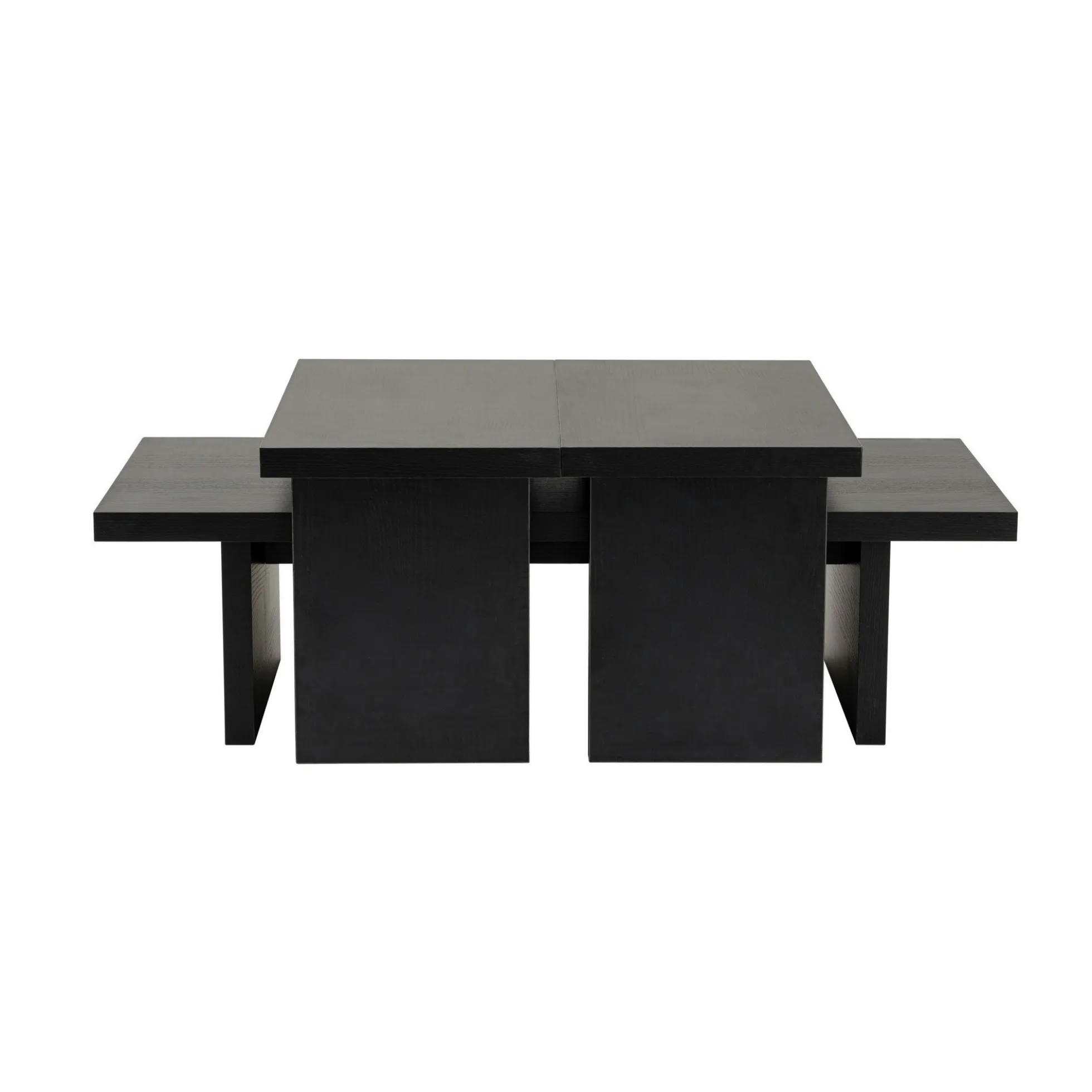Table basse gigogne design – effet bois noir (3 pièces) MARFA