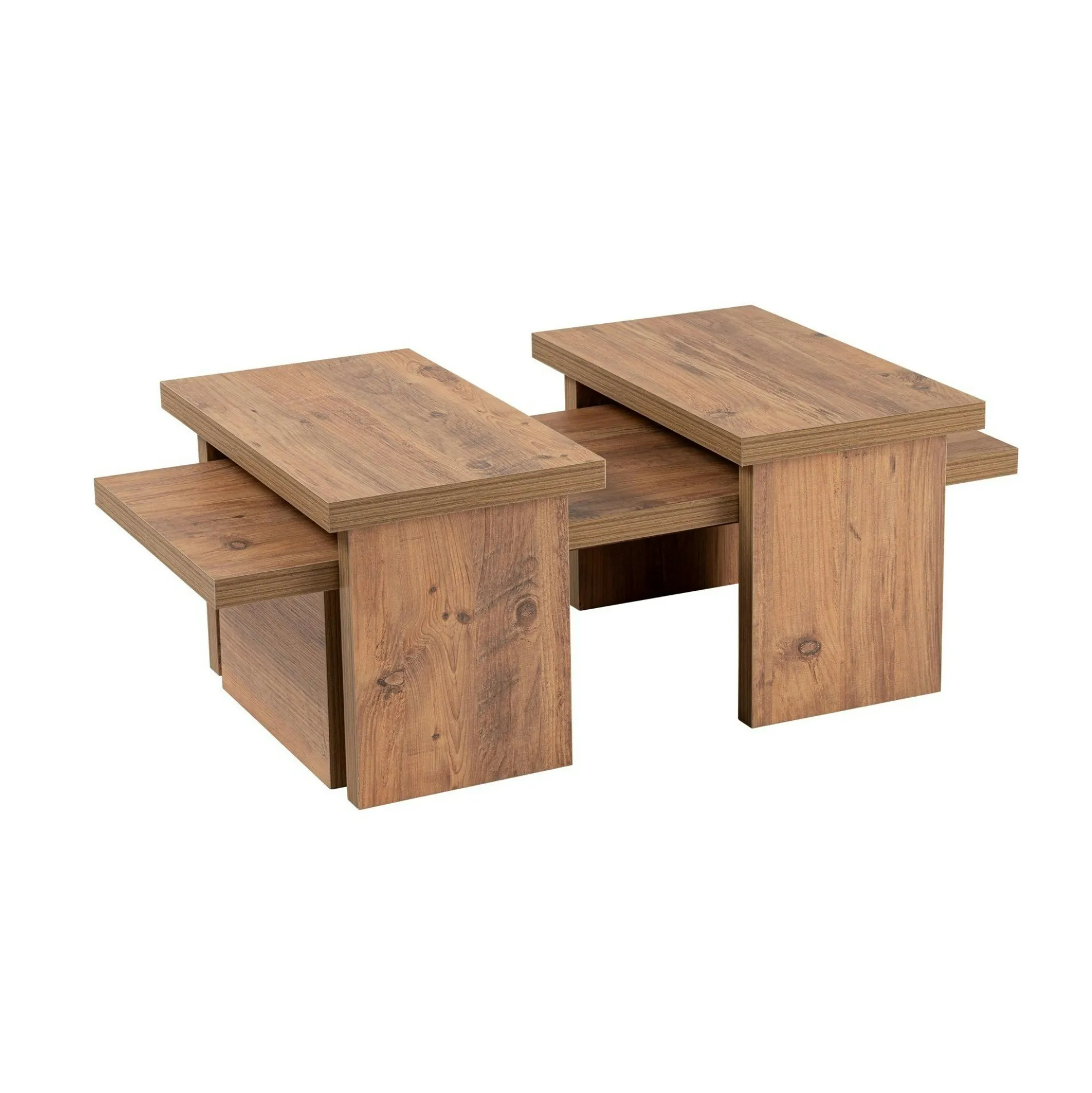 Table basse gigogne design – effet bois (3 pièces) MARFA