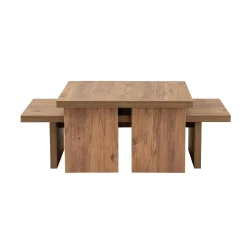 Table basse gigogne design – effet bois (3 pièces) MARFA