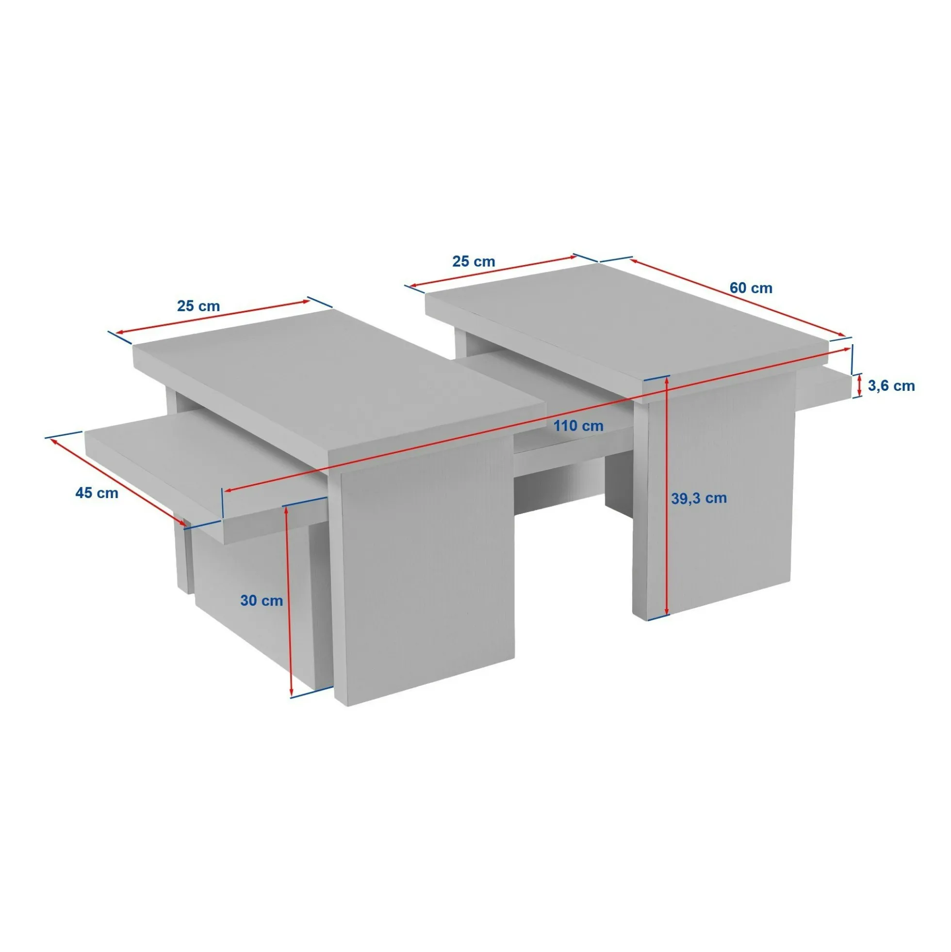 Table basse gigogne design – effet bois (3 pièces) MARFA