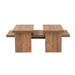 Table basse gigogne design – effet bois (3 pièces) MARFA