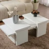 Table basse gigogne design – effet bois blanc (3 pièces) MARFA