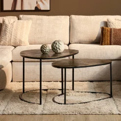 Table basse gigogne design galet organique (lot de 2) KANO