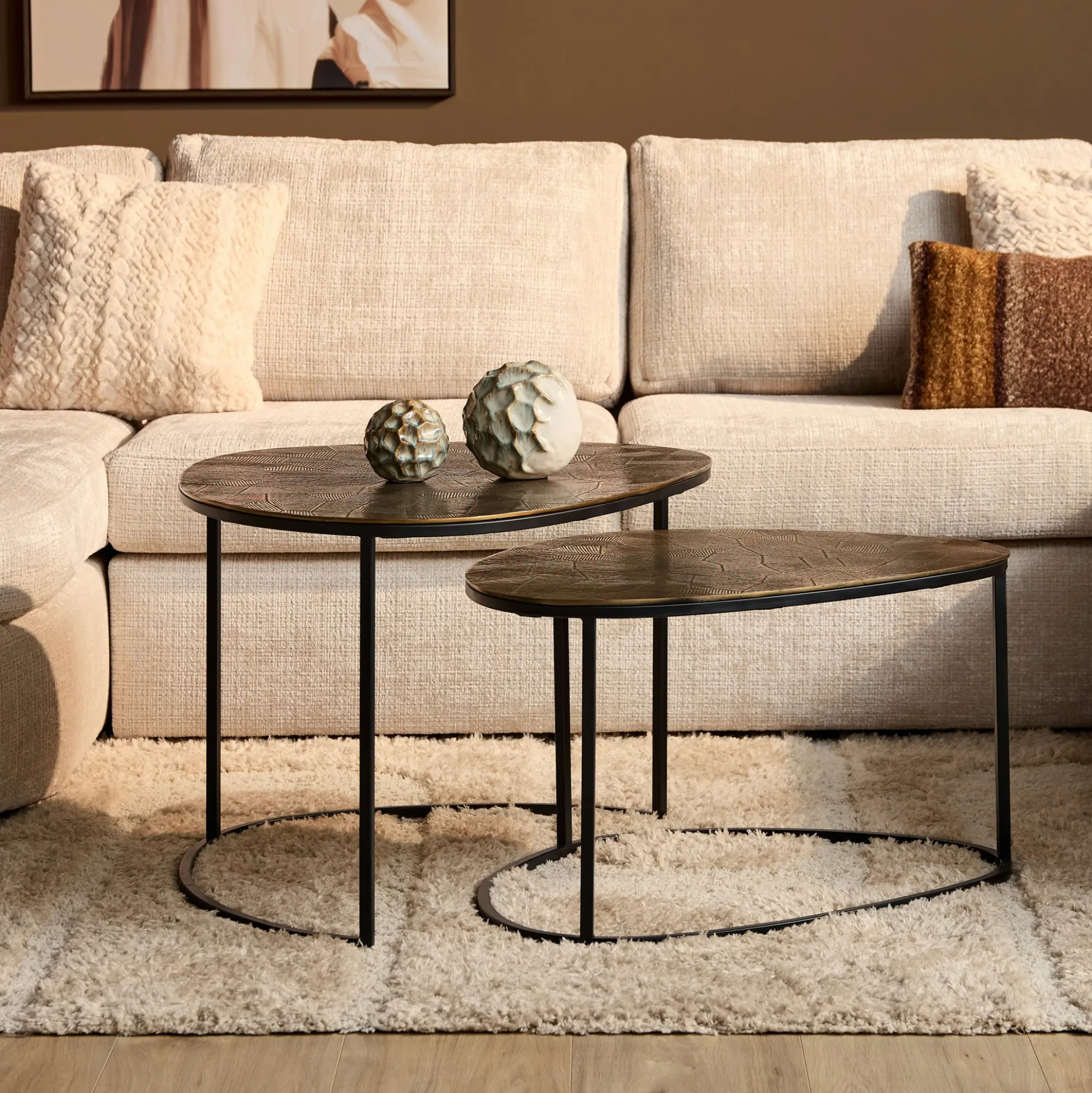 Table basse gigogne design galet organique (lot de 2) KANO