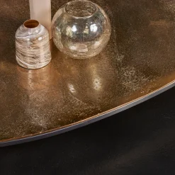 Table basse gigogne design organique noir et or (lot de 2) KANO