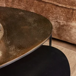 Table basse gigogne design organique noir et or (lot de 2) KANO