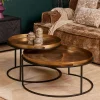 Table basse gigogne dorée à plateaux mobiles (lot de 2) KANO