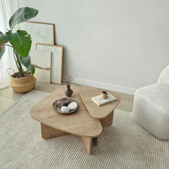 Table basse gigogne effet bois, triangle organique (x2) MARFA