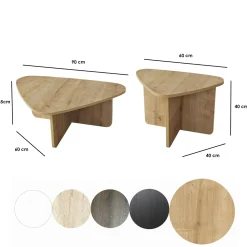 Table basse gigogne effet bois, triangle organique (x2) MARFA