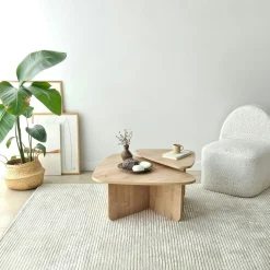 Table basse gigogne effet bois, triangle organique (x2) MARFA