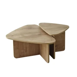 Table basse gigogne effet bois, triangle organique (x2) MARFA