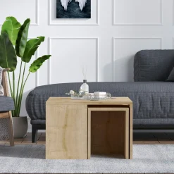Table basse gigogne effet chêne - 5 pièces MARFA