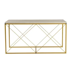 Table basse gigogne effet travertin pied doré (lot de 3) JENA