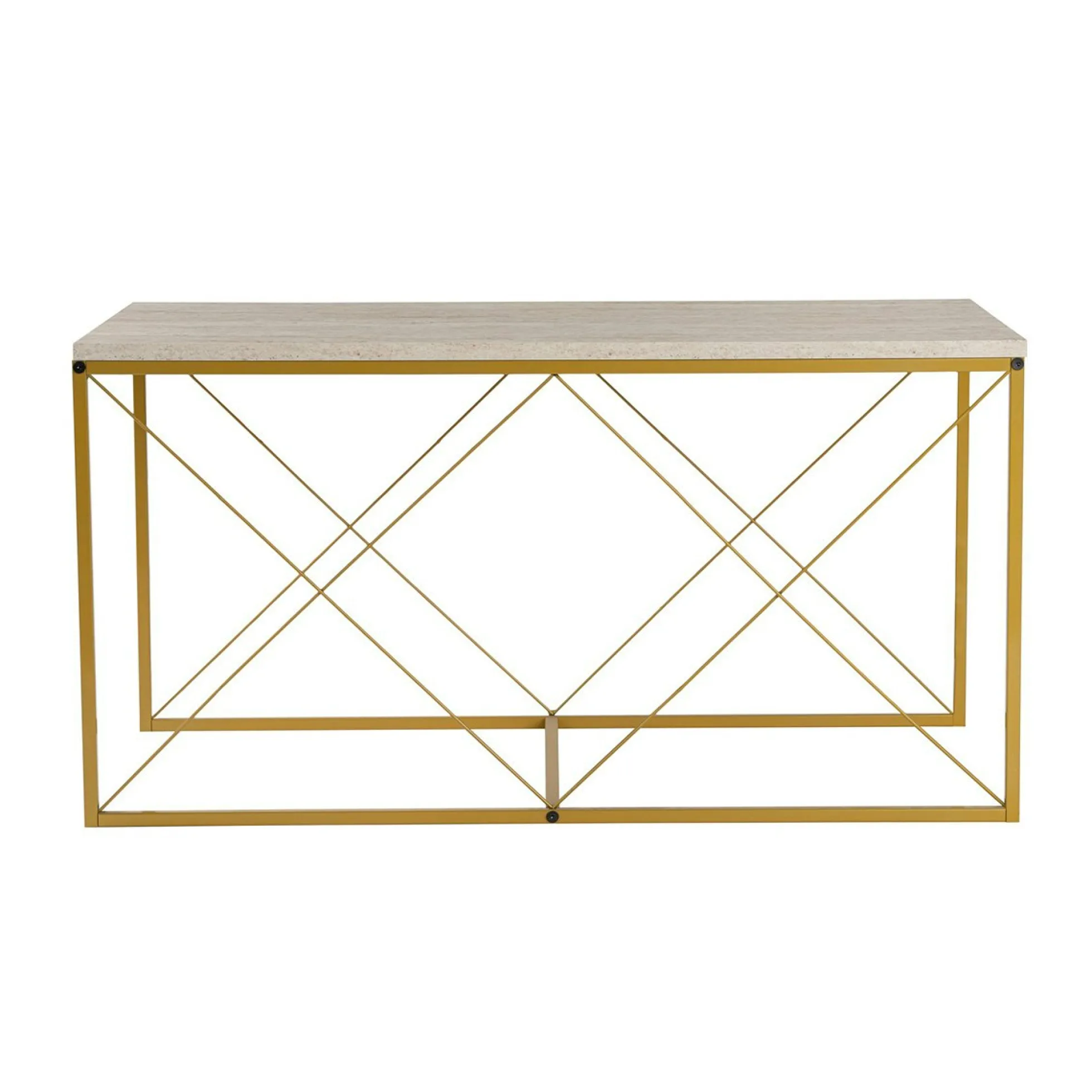 Table basse gigogne effet travertin pied doré (lot de 3) JENA