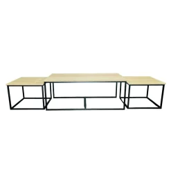 Table basse gigogne en bois de chêne blanc (lot de 3) COLOGNE