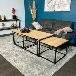 Table basse gigogne en bois de chêne huilé (lot de 3) COLOGNE