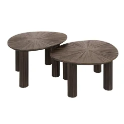 Table basse gigogne en bois de teck forme organique triangulaire (lot de 2) YOGY