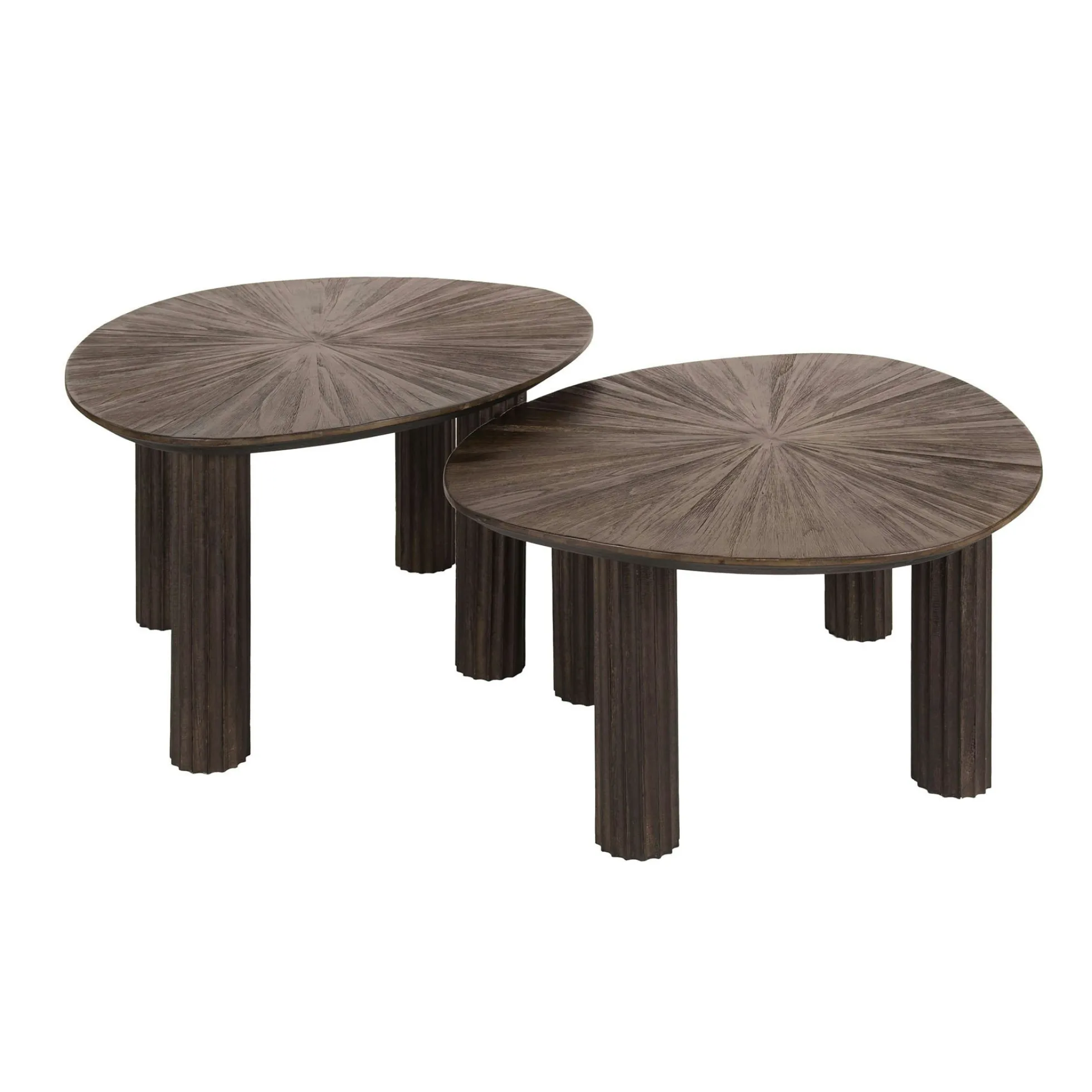 Table basse gigogne en bois de teck forme organique triangulaire (lot de 2) YOGY