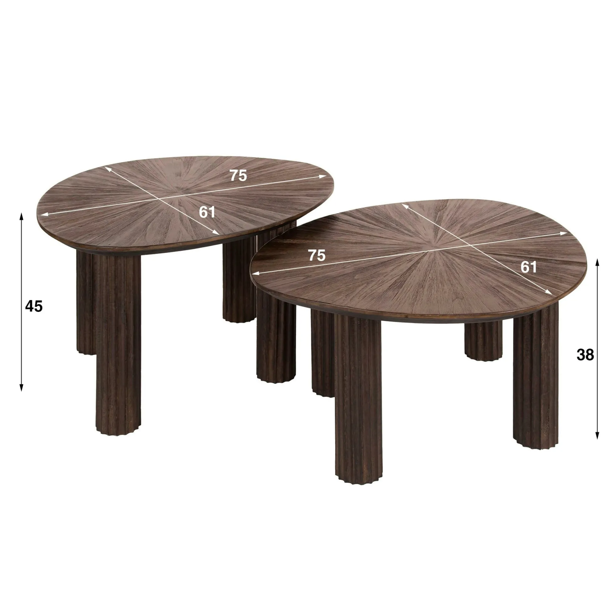 Table basse gigogne en bois de teck forme organique triangulaire (lot de 2) YOGY