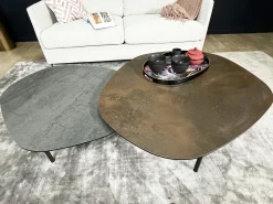 Table basse gigogne en céramique finition ardoise et rouille (lot de 2) LOMBARDIE